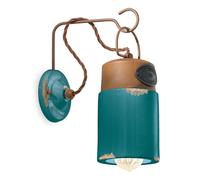 Aplique De Cerámica Y Metal E27 H: 33 Cm Petrol Shabby Antiguo Vintage