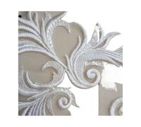 Aplique de encaje blanco para novia con diseño de lentejuelas, 32 x 40 cm, bordado para vestido de novia