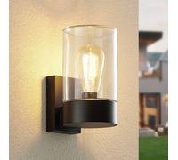 Aplique de exterior Arcchio Liljana, negro, 21 cm, IP65, cristal