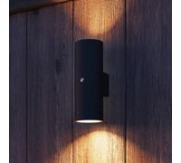 Aplique de exterior Calex Pavia GU10, arriba/abajo, negro, sensor