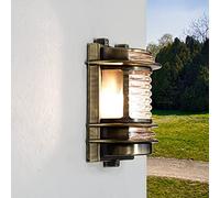 Aplique de exterior de diseño marítimo de latón antiguo y cristal estriado 100% inoxidable Lámpara e pared exterior para jardín balcón terraza