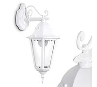 Aplique de exterior Hongkong, lámpara de pared hacia abajo en aspecto antiguo, aluminio fundido en blanco, E27, lámpara de exterior retro/vintage para terraza, veranda y patio, sin bombilla(s)