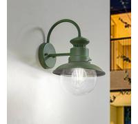 Aplique de exterior Lindby Celinor, verde, acero, Ø 15 cm
