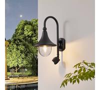 Aplique de exterior Lindby Daphne, negro, sensor, metal, E27