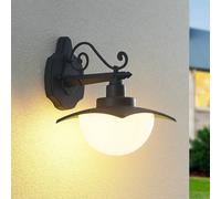 Aplique de exterior Lindby Elinda, altura 29 cm, antracita, cristal True