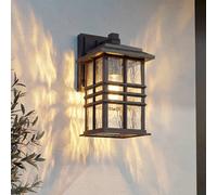 Aplique de exterior Lindby Eliosa, negra, 30 cm, E27, farol