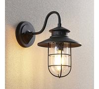 Aplique de exterior Lindby Kyan, altura 32 cm, negro, IP44, E27