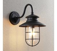 Aplique de exterior Lindby Kyan, altura 40 cm, negro, IP44, E27