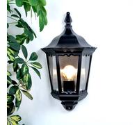 Aplique de exterior Lindby Lieva, altura 44 cm, negro, cristal True