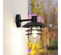 Aplique de exterior Lindby Meliora, negra, hierro, IP44, E27