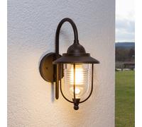 Aplique de exterior Lindby Mertis, altura 37 cm, color óxido, aluminio True