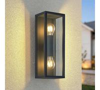 Aplique de exterior Lindby Peldar, transparente, con 2 luces, 38 cm, metal