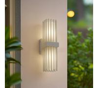 Aplique de exterior Lucande Chandan, 42 cm, blanco, metal, IP54