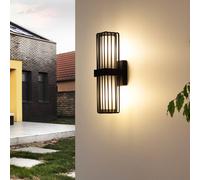 Lucande Lámpara de pared exterior Chandan (Moderno) en Negro hecho Aluminio (2 llamas, E27) lámparas para aplique lámpara LED