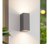 Aplique de exterior Lucande Xava, luz hacia arriba/abajo, gris, 2 luces, GU10