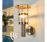 Lindby Lámpara de pared exterior Noemi en acero, sensor