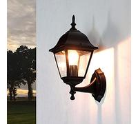 Aplique de exterior vintage TIROL de aluminio negro IP44 E27 Lámpara de pared estilo rústico Farol para jardín patio terraza balcón