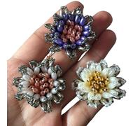 Aplique de lentejuelas con cuentas de cristal, hecho a mano, con cuentas de cristal, parche de tela, accesorio de ropa, diadema, 3 colores/4 cm, 3 unidades