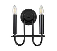 Aplique De Metal Negro H: 27 Cm 2 Lámparas E14 Moderno Para Pasillo Escalera