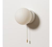 Aplique de Pared 1 luz con Pantalla de Cristal Globo Blanco Iluminación Moderna Interruptor de Cadena de tocador diseño de lámpara Luces montadas for Sala de Estar Dormitorio Pasillo(White)