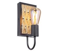 Aplique de pared 1xE27 60W, metal negro mate, diseño globo, ideal para iluminación decorativa en interiores.