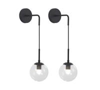 Aplique de Pared Ajustable de Latón Dorado, Juego de 2, con Globo de Cristal Esmerilado para Espejo de Baño, Dormitorio Y Escaleras (Blanco)./White