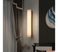 Aplique de Pared alabastro Moderno 23,62 Pulgadas, lámpara tocador baño Piedra Natural Rectangular, Luces mármol 18 W, Aplique 3000 K(Black)