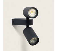LEDKIA LIGHTING Aplique de Pared Aluminio Aritz 2 Focos Negro GU10