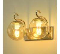 Aplique de Pared, Aplique de Pared de Vidrio Globo Dorado, Moderno, Retro, Vintage, de Mediados de Siglo, lámpara de Pared de Vidrio Transparente, E27, Accesorio de iluminación para decoraci