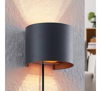 Aplique de pared Arcchio Zuzana, redondo, negro, enchufe, 13 cm