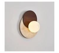 Aplique de Pared Art Déco con Bombilla G9, Bola de acrílico Blanco, Madera Oscura, para Interior, Sala de Estar, Dormitorio, Pasillo, Restaurante