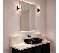 LEDKIA LIGHTING Aplique de Pared Baño Aluminio y PC Arvery Negro Decoración Salón, Habitación, Dormitorio