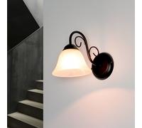 Aplique De Pared Blanco Negro E14 Estilo Campestre Rústico Vidrio Metal Interior