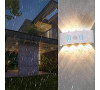 Aplique de Pared Blanco para Exterior/Interior con Sensor de Movimiento, lámpara de Pared para jardín Exterior, Impermeable, IP65, de Aluminio, con Sensor de inducción, Apliques de Pared para ent