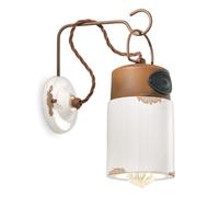 Aplique De Pared Blanco Shabby Antiguo H: 33 Cm Cerámica Metal E27 Hecho A Mano