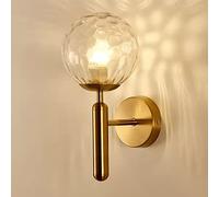 Aplique de Pared Bola de Cristal Moderna con Soporte Dorado y Casquillo E27 Lámpara de Pared Creativa Nórdica Vidrio Dormitorio Salón Cama Pasillo Sala de Estar cocina cabecera comedor Restaurante