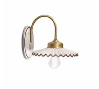 Aplique De Pared Cerámica E27 B: 23 Cm Blanco Marrón Latón Estilo Campestre