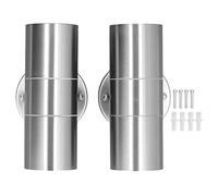 Aplique de Pared Cilíndrico GU10 para Exteriores, 2 Uds., Cilindro LED Resistente Al Agua de Acero Inoxidable, Luz de Pared hacia Arriba Y hacia Abajo para Villas, Patio, Salas de(Acero inoxidable)