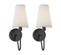 Aplique de Pared clásico de un Cabezal con Pantallas de Tela - E14, 40 W, cableado, para Dormitorio, mesita de Noche y Estudio - Paquete de 1 o 2