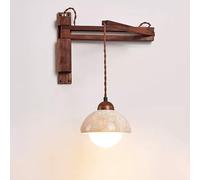 Aplique de pared con brazo oscilante, cableado, decoración vintage para bar en casa, aplique de pared de piedra natural, lámpara de lectura de pared Wabi-sabi, lámpara de pared de madera ajustable de