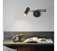Aplique de pared con brazo oscilante, foco de pared ajustable, lámpara de montaje en pared moderna con interruptor, accesorio de iluminación de lectura de cabecera para dormitorio E27, lámparas de par