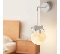 Aplique De Pared Con Cableado Habitación Para Niños Impresión 3D Bola De Luna Luz De Pared Para Dormitorio Animales De Dibujos Animados Lindos Conejo Oso Panda Lámpara De Pared De Cabecera Regu