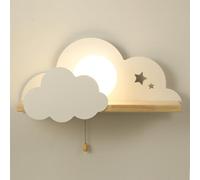 Aplique de Pared con diseño de Nube y Dibujos Animados, con Interruptor de cordón, Bonita iluminación Nocturna para habitación de bebé, lámpara de Pared de Cristal con Globo Blanco, E27, con cableado