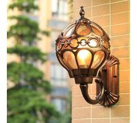 Aplique de Pared con Farol de Cristal, Estilo Vintage, para Exteriores, Resistente al Agua y a la oxidación, lámpara de Pared de Aluminio y Metal para Pasillo, Villa, Patio y jardín (Negro,