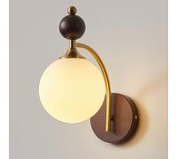 Aplique de Pared con Forma de Globo de Vidrio Blanco, Accesorio de iluminación de Pared con Cable Vintage, lámpara de Pared de cabecera de Oro Antiguo, lámpara de Pared con diseño