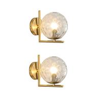 Aplique de Pared con Globo de Cristal Dorado, Lámpara de Pared Moderna de Mediados de Siglo, Cadena de Luces Led para Baño, Tocador, Dormitorio, Sala de Estar, Pasillo, Entrada, Paquete de 2/Paquete d