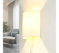 Aplique De Pared Con Interruptor Up Down E27 Crema Tela Metal Moderno