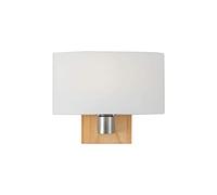 Aplique de Pared con Pantalla de Cristal Blanco, Base de Madera, para mesita de Noche, Ideal para Cuarto Infantil, Sala de Estar o Pasillo. 1 luz.