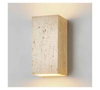 Aplique de pared cuadrado de piedra natural, luz rectangular, estilo retro para exteriores e interiores, disponible como lámpara impermeable, estilo japonés Wabi-sabi, ideal para escaleras de viento,