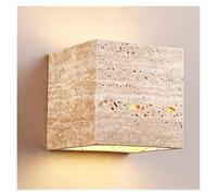 Aplique de pared cuadrado de piedra natural, luz rectangular, estilo retro para exteriores e interiores, disponible como lámpara impermeable, estilo japonés Wabi-sabi, ideal para escaleras de viento,